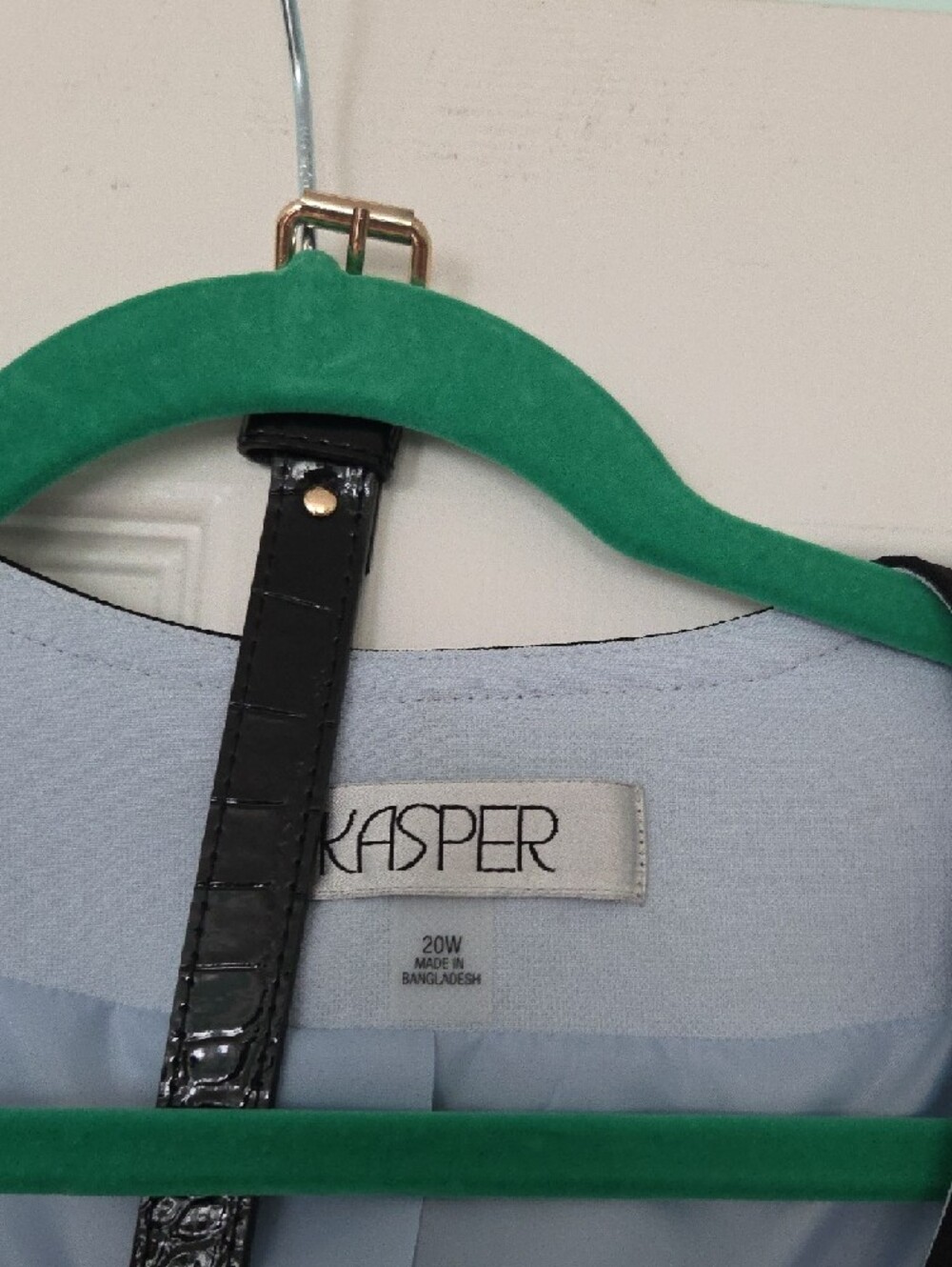 Kasper Light Blue Sleeveless Shift Dress with Black Trim - Picture 6 of 9
